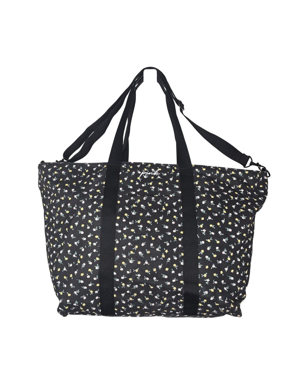 Pink Duffle Bag Women Large Black Floral Weekender Travel Tote vacay